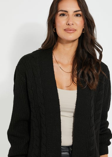 Threadbare Black Rozanna Cable Knit Cardigan