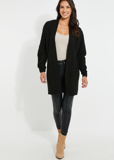 Threadbare Black Rozanna Cable Knit Cardigan