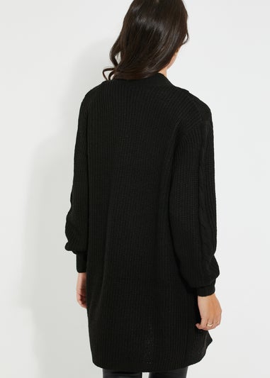 Threadbare Black Rozanna Cable Knit Cardigan