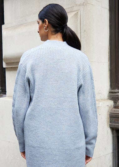 Threadbare Light Blue Rozanna Cable Knit Cardigan