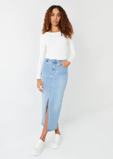 Threadbare Light Blue Antwerp Denim Maxi Skirt