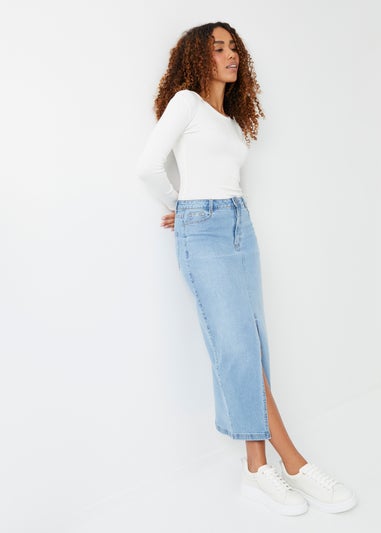 Threadbare Light Blue Antwerp Denim Maxi Skirt