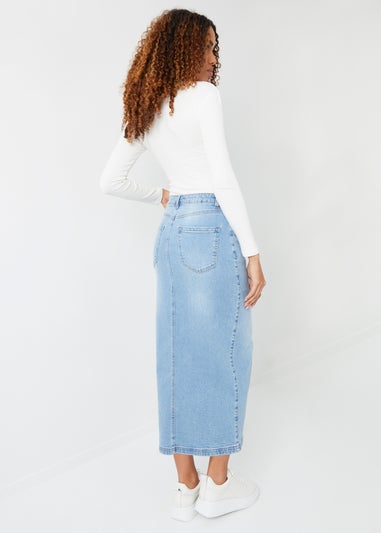 Threadbare Light Blue Antwerp Denim Maxi Skirt