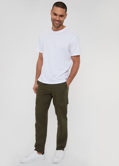 Threadbare Khaki Linen Blend Cargo Trousers