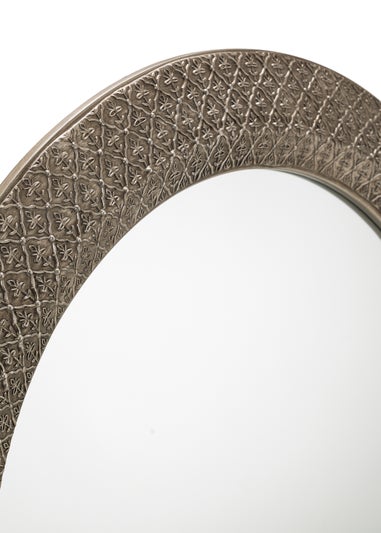 Julian Bowen Cadence Large Round Pewter Wall Mirror (80 x 80 x 3cm)