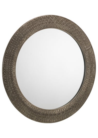 Julian Bowen Cadence Large Round Pewter Wall Mirror (80 x 80 x 3cm)