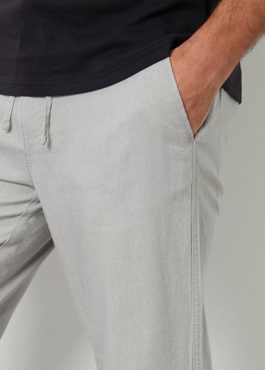 Threadbare Light Grey Linen Blend Trousers