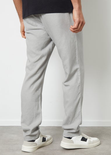 Threadbare Light Grey Annual Linen Blend Casual Trousers