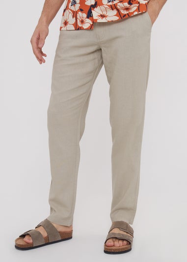 Threadbare Stone Linen Blend Trousers