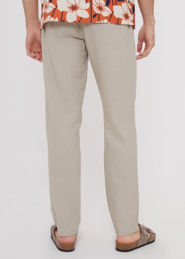 Threadbare Stone Linen Blend Trousers