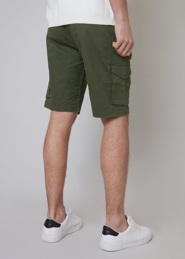 Threadbare Khaki Cotton Cargo Shorts With Stretch