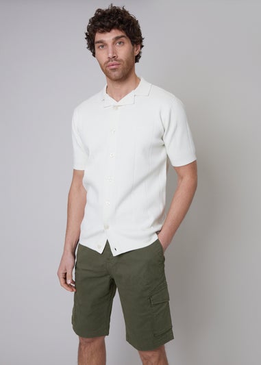 Threadbare Khaki Cotton Cargo Shorts With Stretch