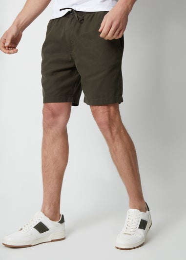 Threadbare Green Cotton Lyocell Jogger Style Shorts