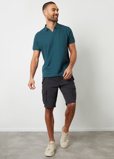 Threadbare Black Cotton Twill Utility Cargo Shorts