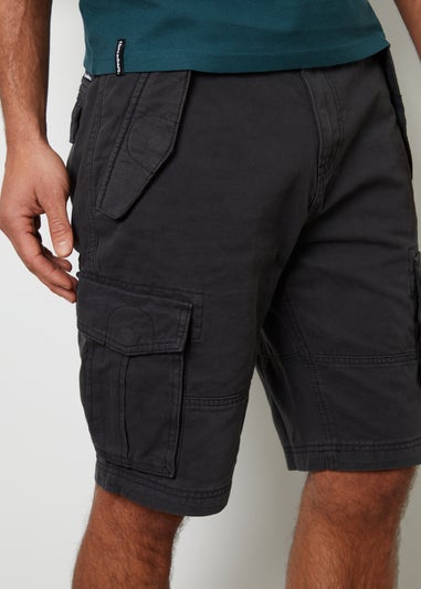 Threadbare Black Cotton Twill Utility Cargo Shorts