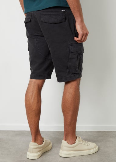 Threadbare Black Lasgo Cotton Twill Utility Cargo Shorts