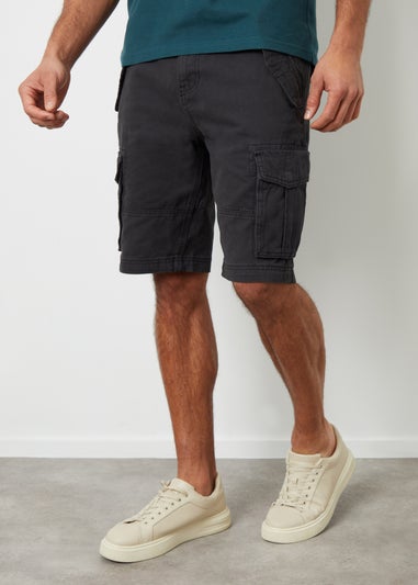 Threadbare Black Lasgo Cotton Twill Utility Cargo Shorts