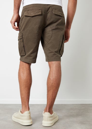 Threadbare Chocolate Cotton Twill Utility Cargo Shorts