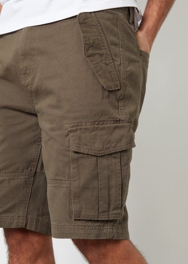 Threadbare Chocolate Cotton Twill Utility Cargo Shorts