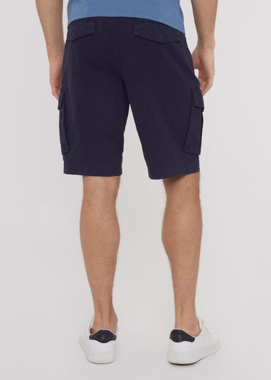 Threadbare Navy Lasgo Cotton Twill Utility Cargo Shorts