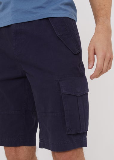 Threadbare Navy Lasgo Cotton Twill Utility Cargo Shorts