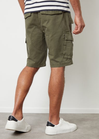 Threadbare Khaki Cotton Twill Utility Cargo Shorts