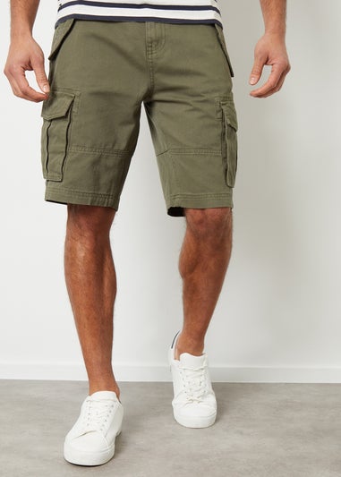 Threadbare Khaki Cotton Twill Utility Cargo Shorts