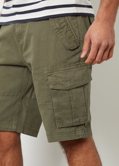 Threadbare Khaki Cotton Twill Utility Cargo Shorts