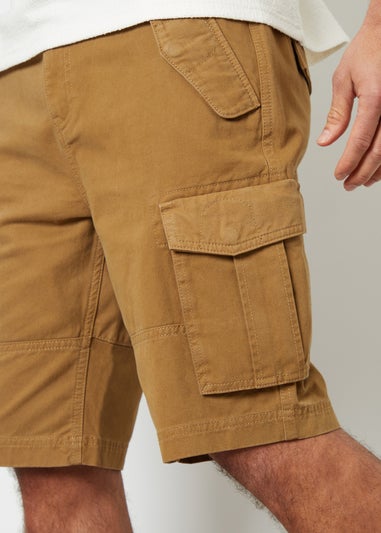 Threadbare Camel Lasgo Cotton Twill Utility Cargo Shorts