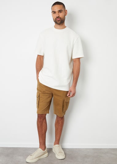 Threadbare Camel Lasgo Cotton Twill Utility Cargo Shorts