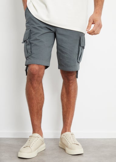 Threadbare Dark Grey Cotton Manchester Cargo Shorts