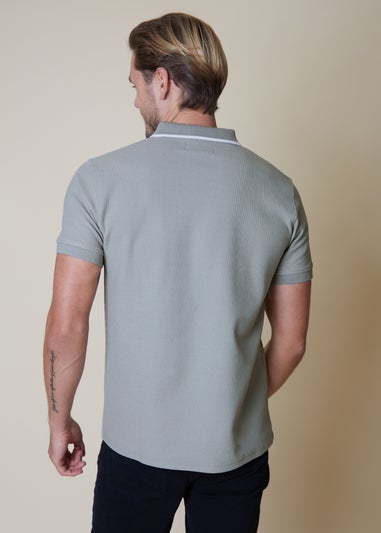 Threadbare Grey Catford Tipping Detail Rib Collar Polo Shirt
