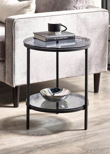 Julian Bowen Black Chicago Circular Lamp Table With Shelf (56 x 45 x 45cm)