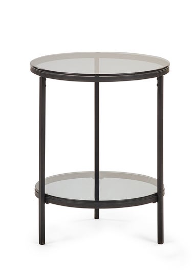 Julian Bowen Black Chicago Circular Lamp Table With Shelf (56 x 45 x 45cm)