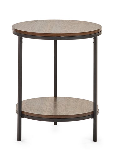 Julian Bowen Walnut Tribeca Circular Lamp Table With Shelf (56 x 45 x 45cm)