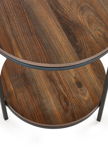 Julian Bowen Walnut Tribeca Circular Lamp Table With Shelf (56 x 45 x 45cm)