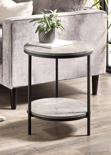 Julian Bowen Black Staten Circular Lamp Table With Shelf (56 x 45 x 45cm)