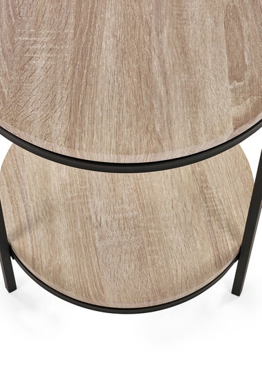 Julian Bowen Brown Tribeca Circular Lamp Table With Shelf (56 x 45 x 45cm)