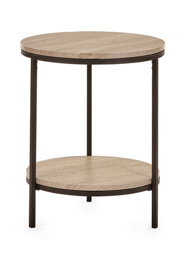Julian Bowen Brown Tribeca Circular Lamp Table With Shelf (56 x 45 x 45cm)