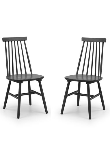 Julian Bowen Black Spindle Back Dining Chairs Set of 2 (92.5 x 44 x 53cm)