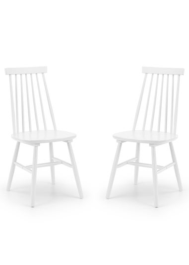 Julian Bowen White Spindle Back Dining Chairs Set of 2  (92.5 x 44 x 53cm)