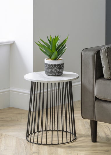 Julian Bowen Marble Broadway Round Lamp Table (46 x 40 x 40cm)