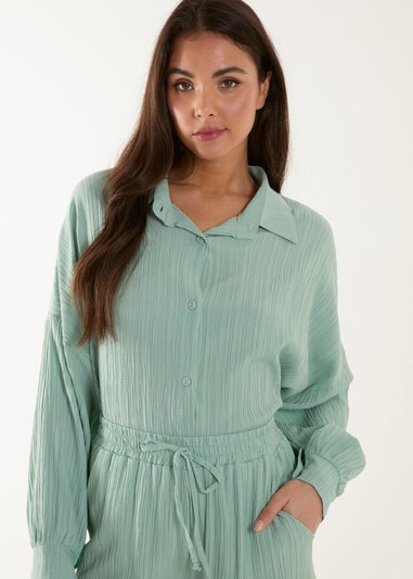 Blue Vanilla Green Waffle Shirt & Trouser Set