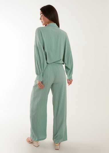 Blue Vanilla Green Waffle Shirt & Trouser Set