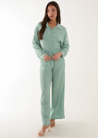 Blue Vanilla Green Waffle Shirt & Trouser Set