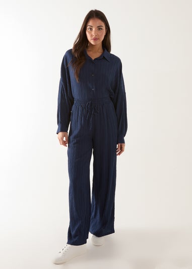 Blue Vanilla Navy Waffle Shirt & Trouser Set