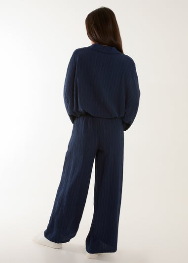 Blue Vanilla Navy Waffle Shirt & Trouser Set