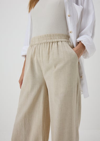 Stone Cotton Wide Leg Trousers