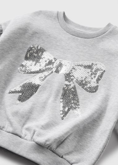 Grey Girls Sequin Bow Sweatshirt (1-7yrs)