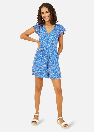 Mela Blue Dash Print Playsuit